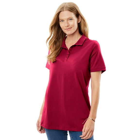 Woman Within Plus Size Perfect Short-Sleeve Polo Shirt