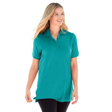 Woman Within Plus Size Perfect Short-Sleeve Polo Shirt