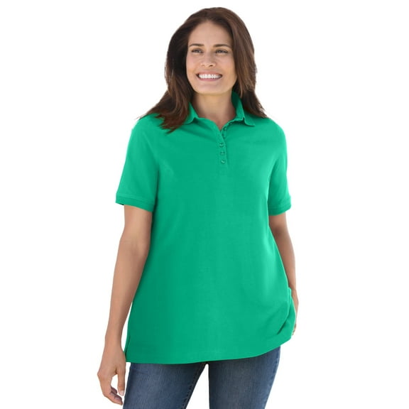 Woman Within Plus Size Perfect Short-Sleeve Polo Shirt