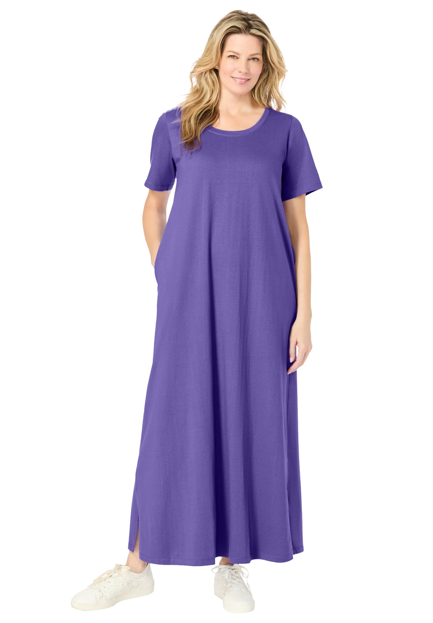 chinese dress ladies Woman Within Plus Size Mixed Print Maxi Dress