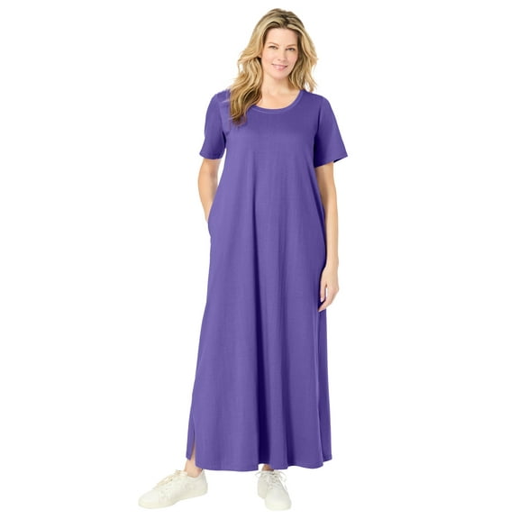 Woman Within Plus Size Perfect Short-Sleeve Scoopneck Maxi Tee Dress