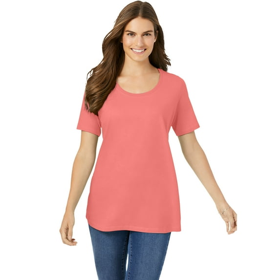Woman Within Plus Size Perfect Short-Sleeve Scoopneck Tee