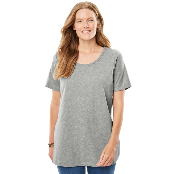 Woman Within Plus Size Perfect Short-Sleeve Scoopneck Tee