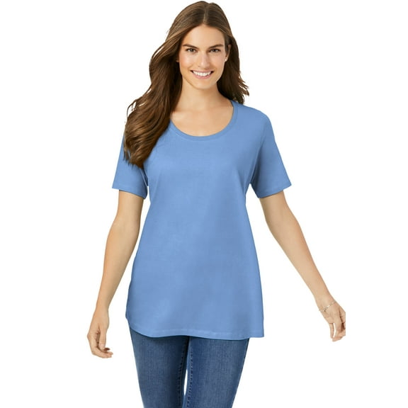 Woman Within Plus Size Perfect Short-Sleeve Scoopneck Tee