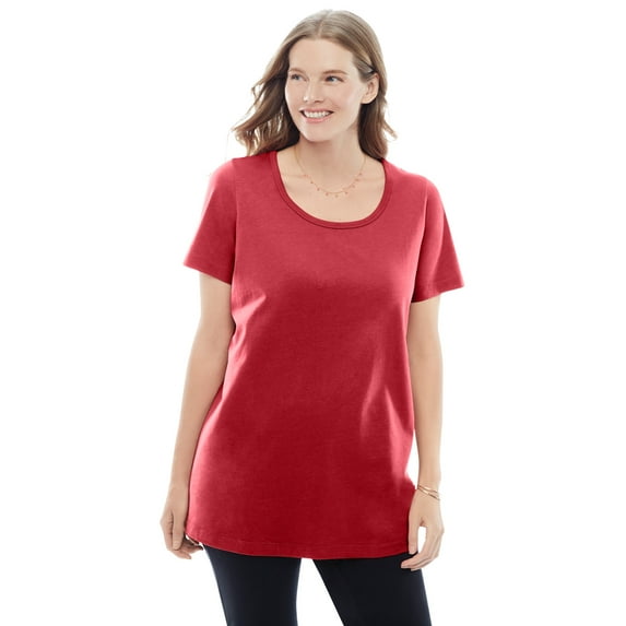 Woman Within Plus Size Perfect Short-Sleeve Scoopneck Tee