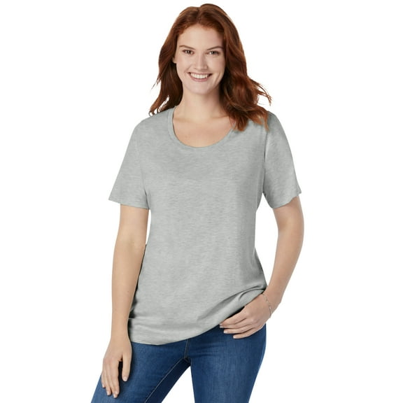 Woman Within Plus Size Perfect Short-Sleeve Scoopneck Tee