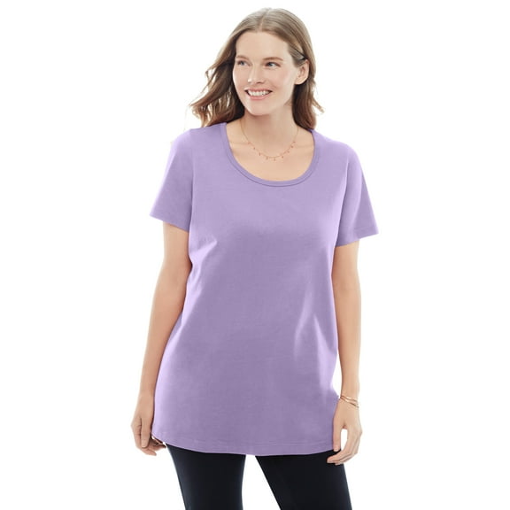 Woman Within Plus Size Perfect Short-Sleeve Scoopneck Tee