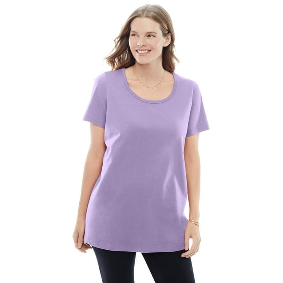 Woman Within Plus Size Perfect Short-Sleeve Scoopneck Tee