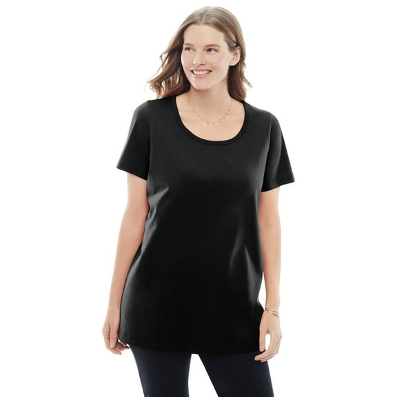 Woman Within Plus Size Perfect Short-Sleeve Scoopneck Tee
