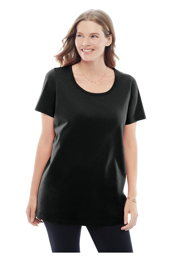 Plus Size Perfect Short-Sleeve Scoopneck Tee