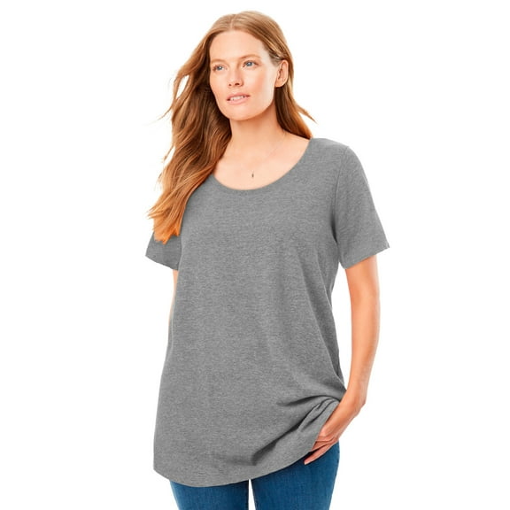 Woman Within Plus Size Perfect Short-Sleeve Scoopneck Tee
