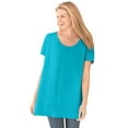 thumbnail image 1 of Woman Within Plus Size Perfect Short-Sleeve Shirred U-Neck Tunic, 1 of 6