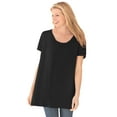 thumbnail image 1 of Woman Within Plus Size Perfect Short-Sleeve Shirred U-Neck Tunic, 1 of 6