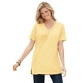 thumbnail image 1 of Woman Within Plus Size Perfect Short-Sleeve Shirred V-Neck Tunic, 1 of 6