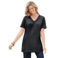 thumbnail image 1 of Woman Within Plus Size Perfect Short-Sleeve Shirred V-Neck Tunic, 1 of 6