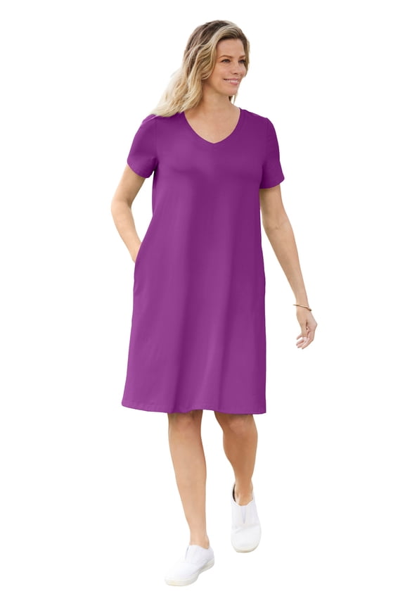 Plus Size Perfect Short-Sleeve V-Neck Tee Dress