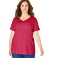 thumbnail image 1 of Woman Within Plus Size Perfect Short-Sleeve V-Neck Tee (Petite Available), 1 of 6