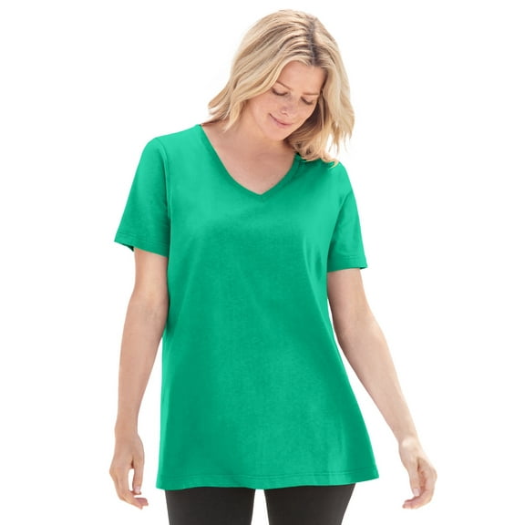 Woman Within Plus Size Perfect Short-Sleeve V-Neck Tee (Petite Available)