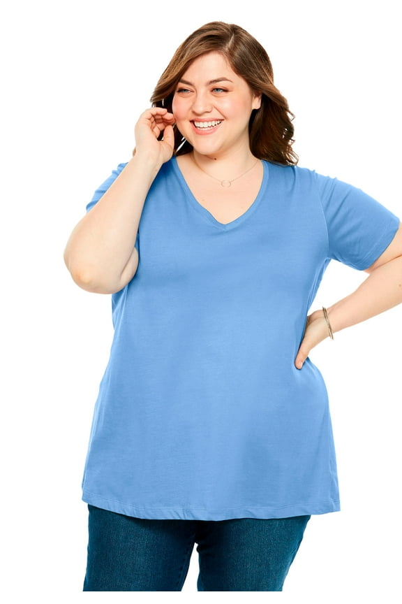 Plus Size Perfect Short-Sleeve V-Neck Tee (Petite Available)