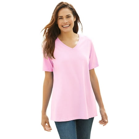 Woman Within Plus Size Perfect Short-Sleeve V-Neck Tee (Petite Available)