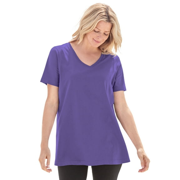 Woman Within Plus Size Perfect Short-Sleeve V-Neck Tee (Petite Available)