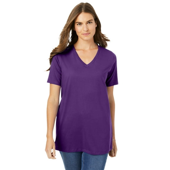 Woman Within Plus Size Perfect Short-Sleeve V-Neck Tee (Petite Available)