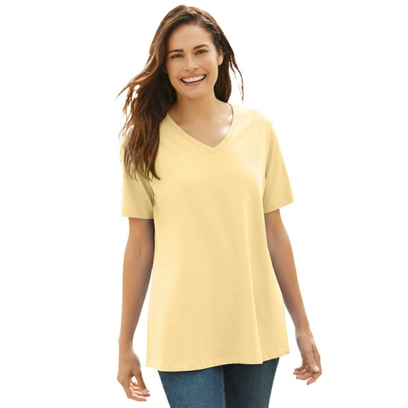 Woman Within Plus Size Perfect Short-Sleeve V-Neck Tee (Petite Available)