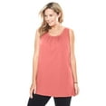 thumbnail image 1 of Woman Within Plus Size Perfect Sleeveless Shirred U-Neck Tunic, 1 of 6
