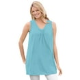 thumbnail image 1 of Woman Within Plus Size Perfect Sleeveless Shirred V-Neck Tunic, 1 of 6