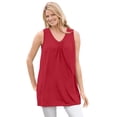 thumbnail image 1 of Woman Within Plus Size Perfect Sleeveless Shirred V-Neck Tunic, 1 of 6