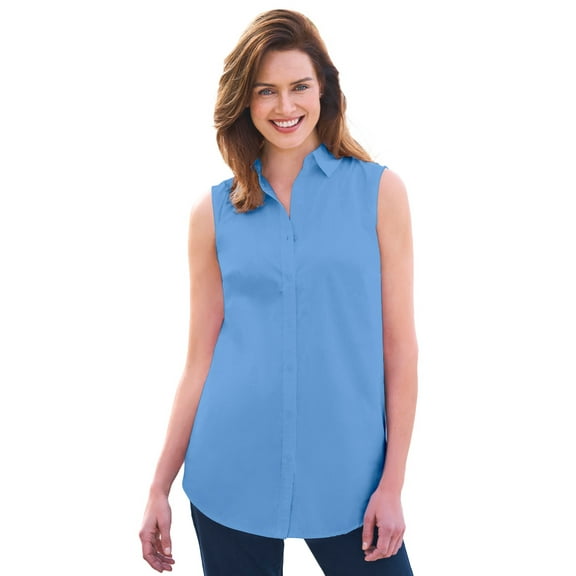 Woman Within Plus Size Perfect Sleeveless Shirt
