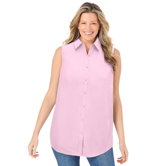Woman Within Plus Size Perfect Sleeveless Shirt