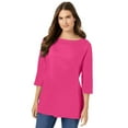 thumbnail image 1 of Woman Within Plus Size Perfect Three-Quarter Sleeve Boatneck Tee, 1 of 6