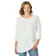 Woman Within Plus Size Perfect Three-Quarter Sleeve Crewneck Tee