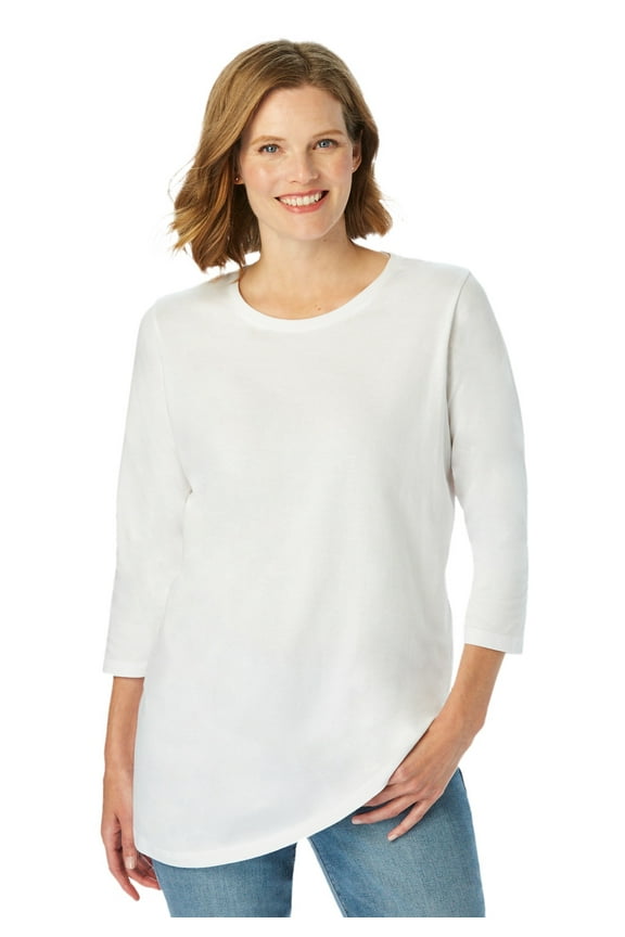 Plus Size Perfect Three-Quarter Sleeve Crewneck Tee