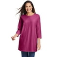 thumbnail image 1 of Woman Within Plus Size Perfect Three-Quarter Sleeve Crewneck Tunic, 1 of 6