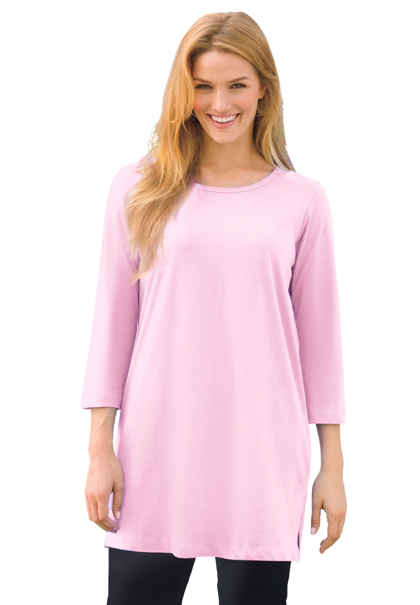 Woman Within Women's Plus Size Perfect Three-Quarter-Sleeve Scoopneck ...
