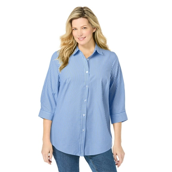 Woman Within Plus Size Perfect Three Quarter Sleeve Shirt