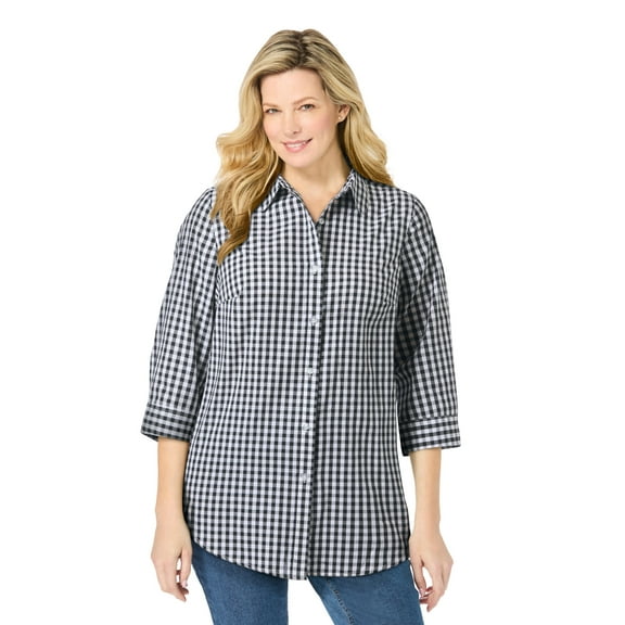 Woman Within Plus Size Perfect Three Quarter Sleeve Shirt