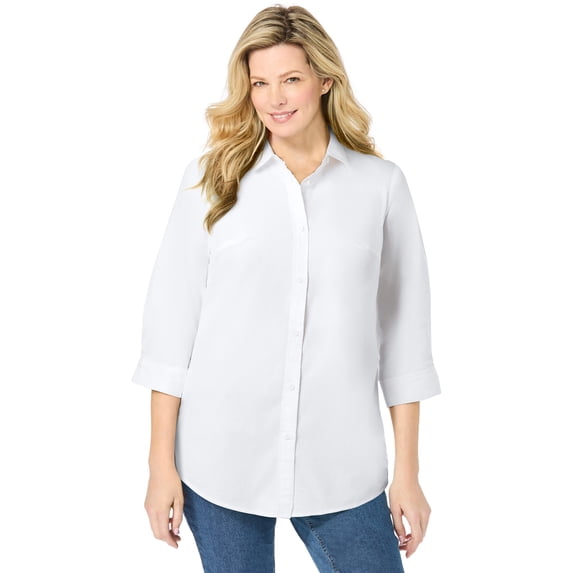 Woman Within Plus Size Perfect Three Quarter Sleeve Shirt