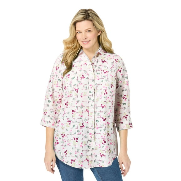 Woman Within Plus Size Perfect Three Quarter Sleeve Shirt