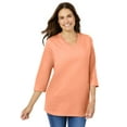 thumbnail image 1 of Woman Within Plus Size Perfect Three-Quarter Sleeve V-Neck Tee (Petite Available), 1 of 5