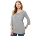 thumbnail image 1 of Woman Within Plus Size Perfect Three-Quarter Sleeve V-Neck Tee (Petite Available), 1 of 6