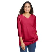 Woman Within Plus Size Perfect Three-Quarter Sleeve V-Neck Tee (Petite Available)