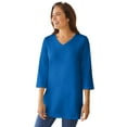 thumbnail image 1 of Woman Within Plus Size Perfect Three-Quarter Sleeve V-Neck Tunic, 1 of 6