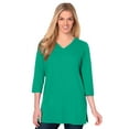 thumbnail image 1 of Woman Within Plus Size Perfect Three-Quarter Sleeve V-Neck Tunic, 1 of 6