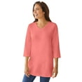thumbnail image 1 of Woman Within Plus Size Perfect Three-Quarter Sleeve V-Neck Tunic, 1 of 6