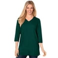 thumbnail image 1 of Woman Within Plus Size Perfect Three-Quarter Sleeve V-Neck Tunic, 1 of 6