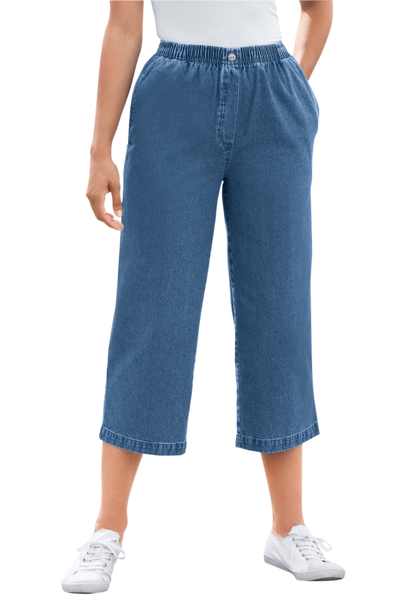 Woman Within Women's Plus Size Petite 7-Day Denim Capri Pants - Walmart.com