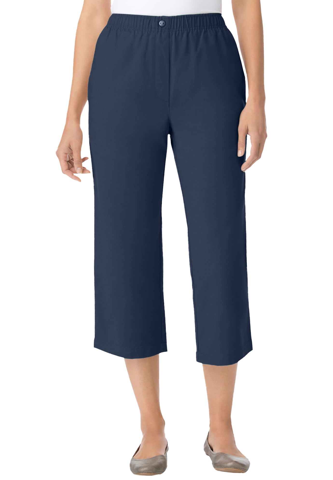 White Mark - Women's Plus Size White Embroidered Capri Jeans